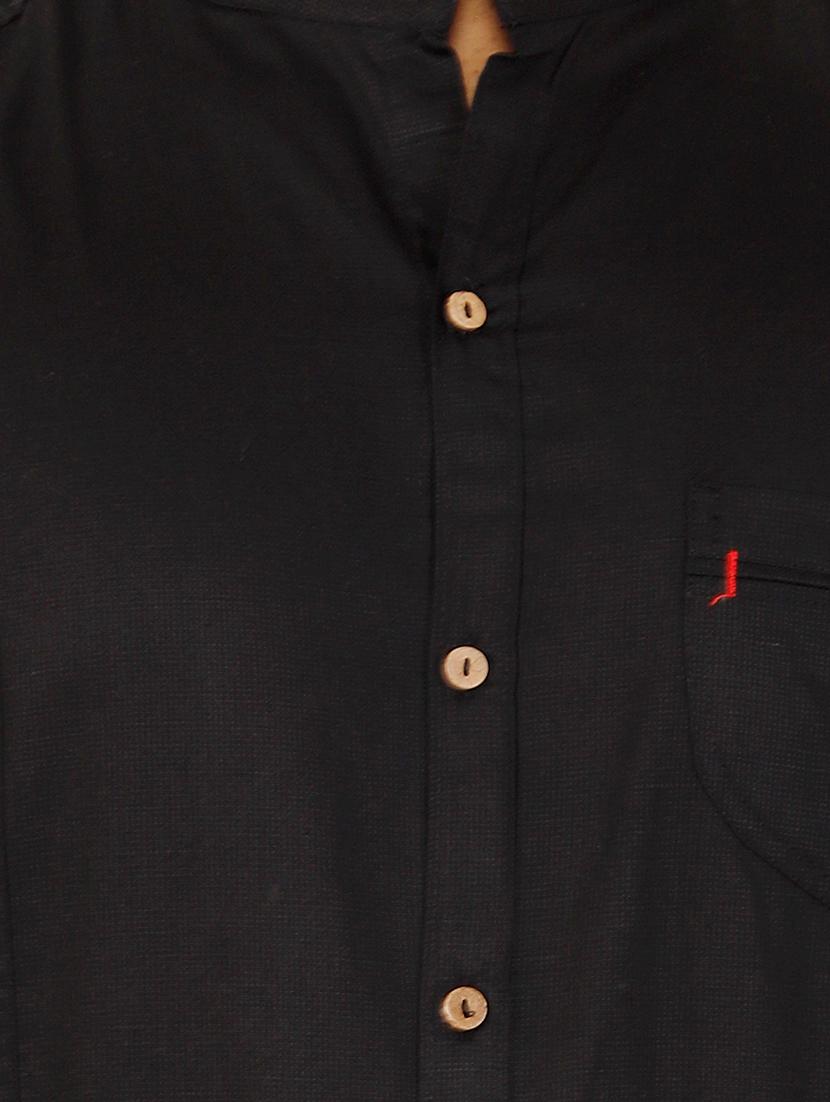 black solid casual shirt - 16142617 - Zoom Image - 4