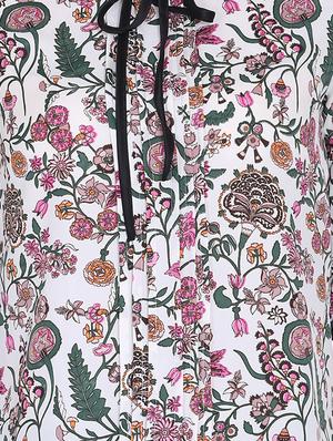 contrast piped tie up neck floral top - 16142765 - Standard Image - 4