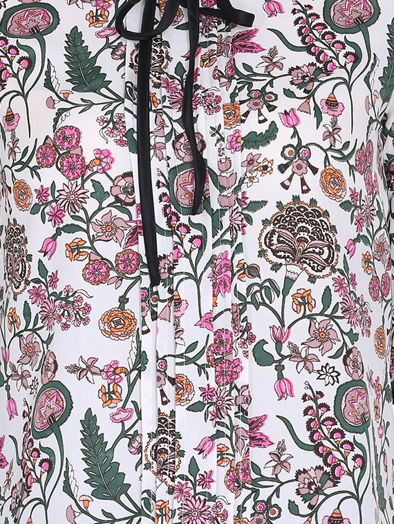 contrast piped tie up neck floral top - 16142765 - Zoom Image - 4