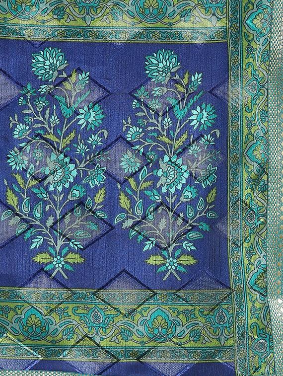 Paisley printed saree with blouse - 16142970 - Zoom Image - 4