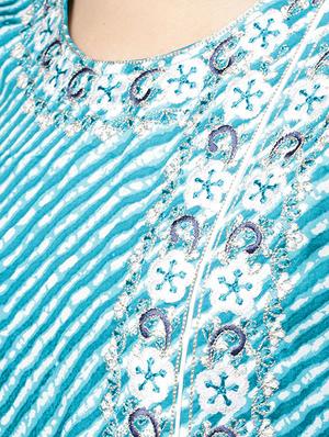 Embroidered leheriya kurta - 16157624 - Standard Image - 4