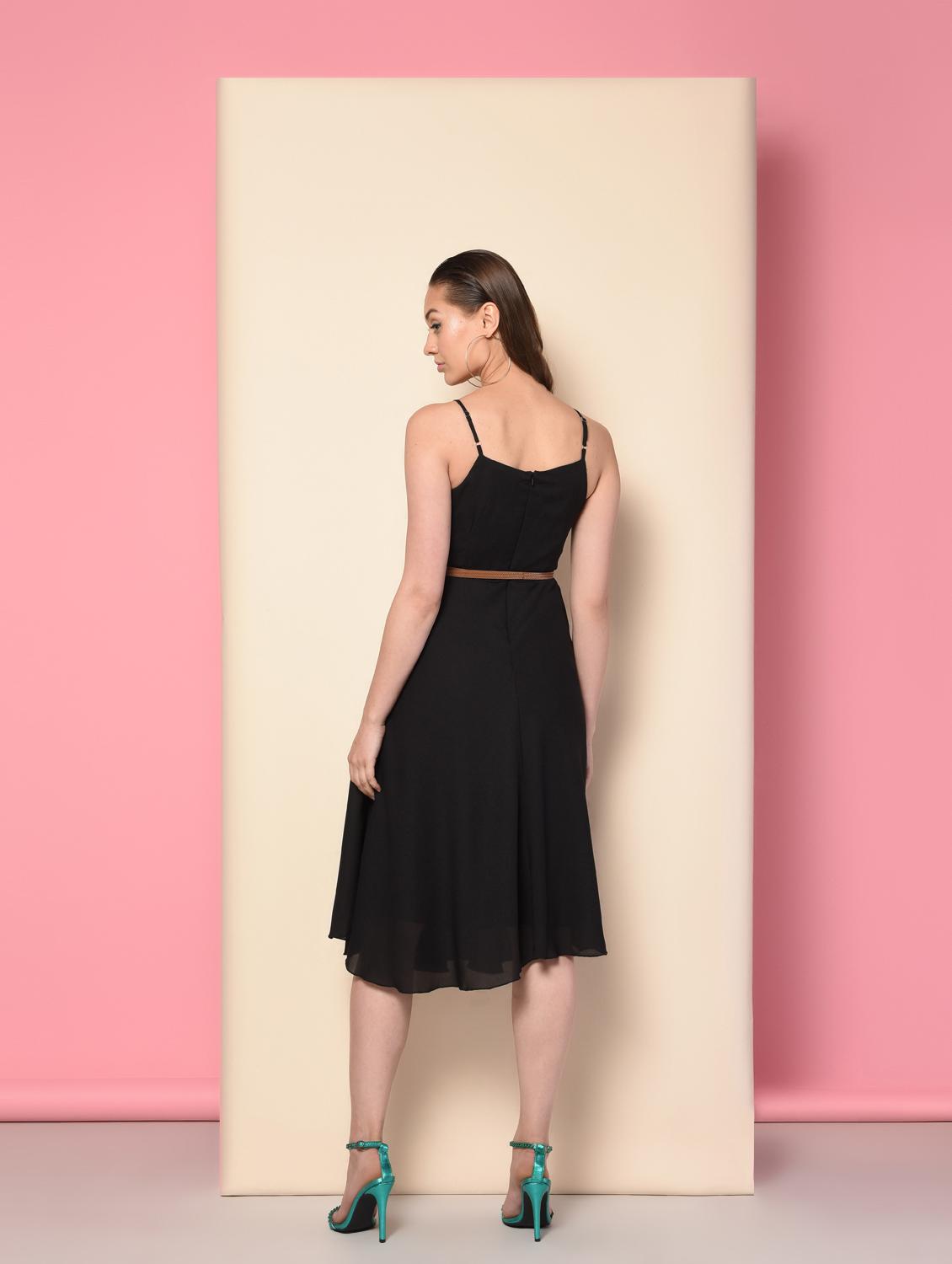 cami neck belted flared dress - 16157851 - Zoom Image - 4