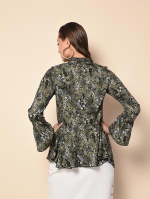 snake print ruffle top - 16157860 - Standard Image - 4