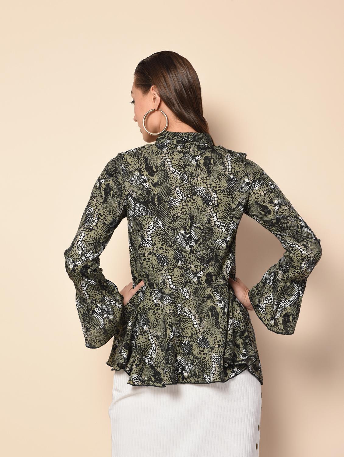 snake print ruffle top - 16157860 - Zoom Image - 4
