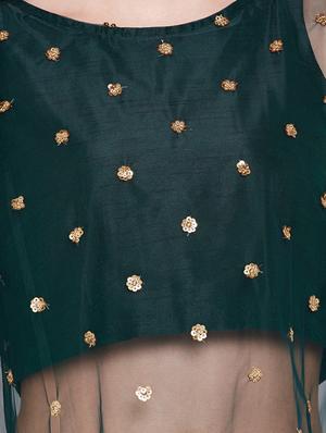Sequined cape style top with dhoti set - 16157987 - Standard Image - 4