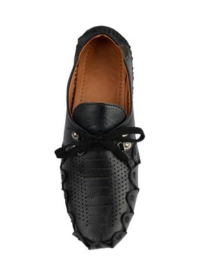 black leatherette lace up shoes - 16158026 - Standard Image - 4