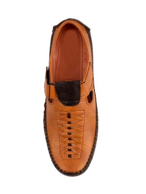 tan leatherette slipon sandals - 16158030 - Standard Image - 4