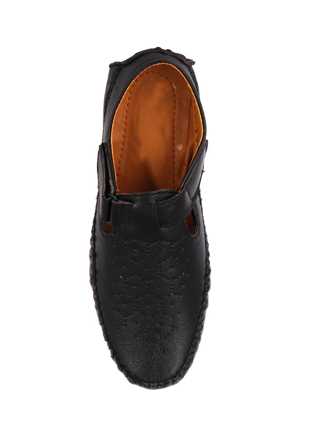 black leatherette slipon sandals - 16158031 - Zoom Image - 4