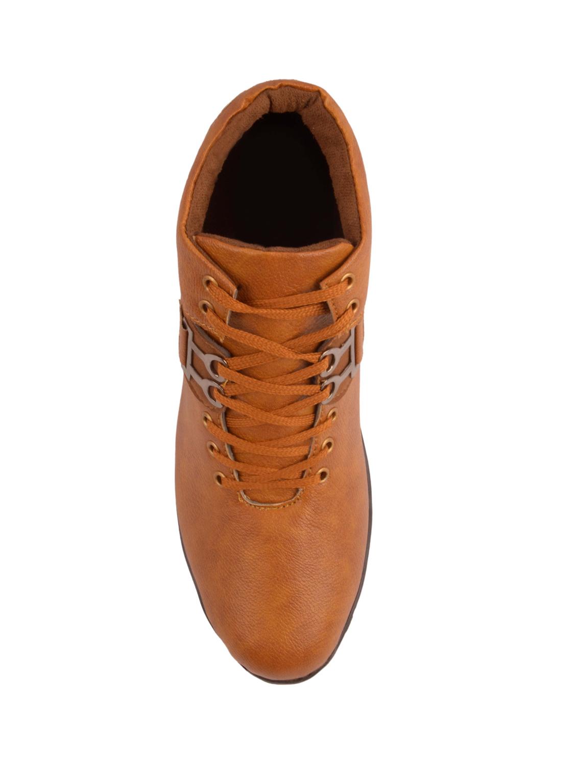 tan leatherette low ankle boots - 16158091 - Zoom Image - 4