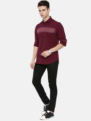 maroon striped casual shirt - 16158266 - Standard Image - 4