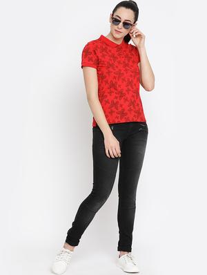 polo neck butterfly printed top - 16158976 - Standard Image - 4