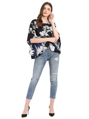flared sleeved floral asymmetric top - 16159193 - Standard Image - 4