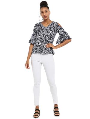 cold shoulder floral top - 16159226 - Standard Image - 4