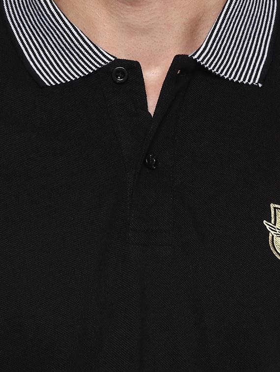 black solid polo tshirt - 16165721 - Zoom Image - 4