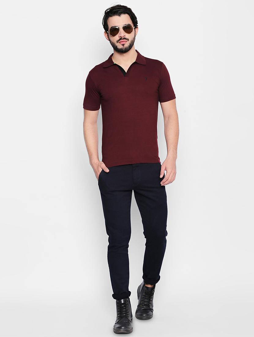 maroon solid tshirt - 16166219 - Zoom Image - 4