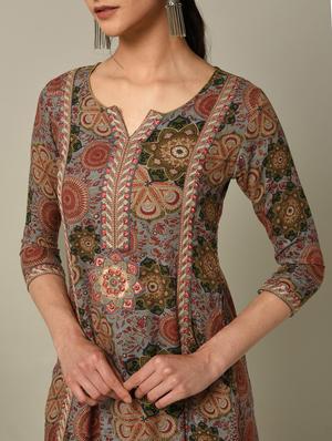 kalamkari printed a-line kurta - 16167207 - Standard Image - 4