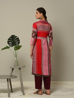 geometrical printed straight kurta - 16167222 - Standard Image - 4