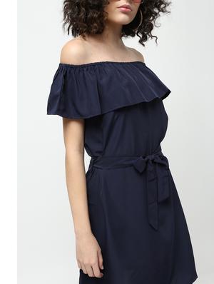 ruffled off shoulder tie knot dress - 16167809 - Standard Image - 4