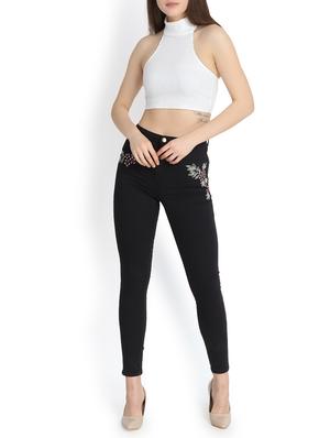 high rise embroidered jeans - 16168791 - Standard Image - 4