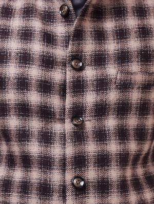 brown checkered nehru jacket - 16169245 - Standard Image - 4