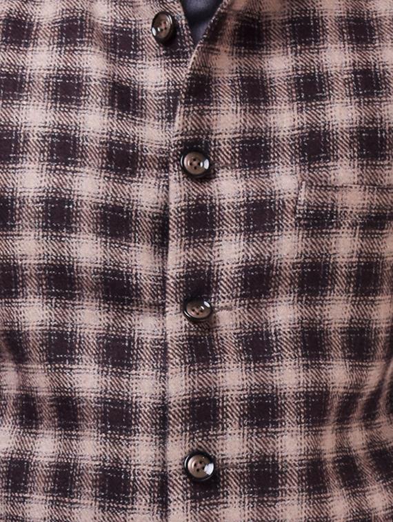 brown checkered nehru jacket - 16169245 - Zoom Image - 4