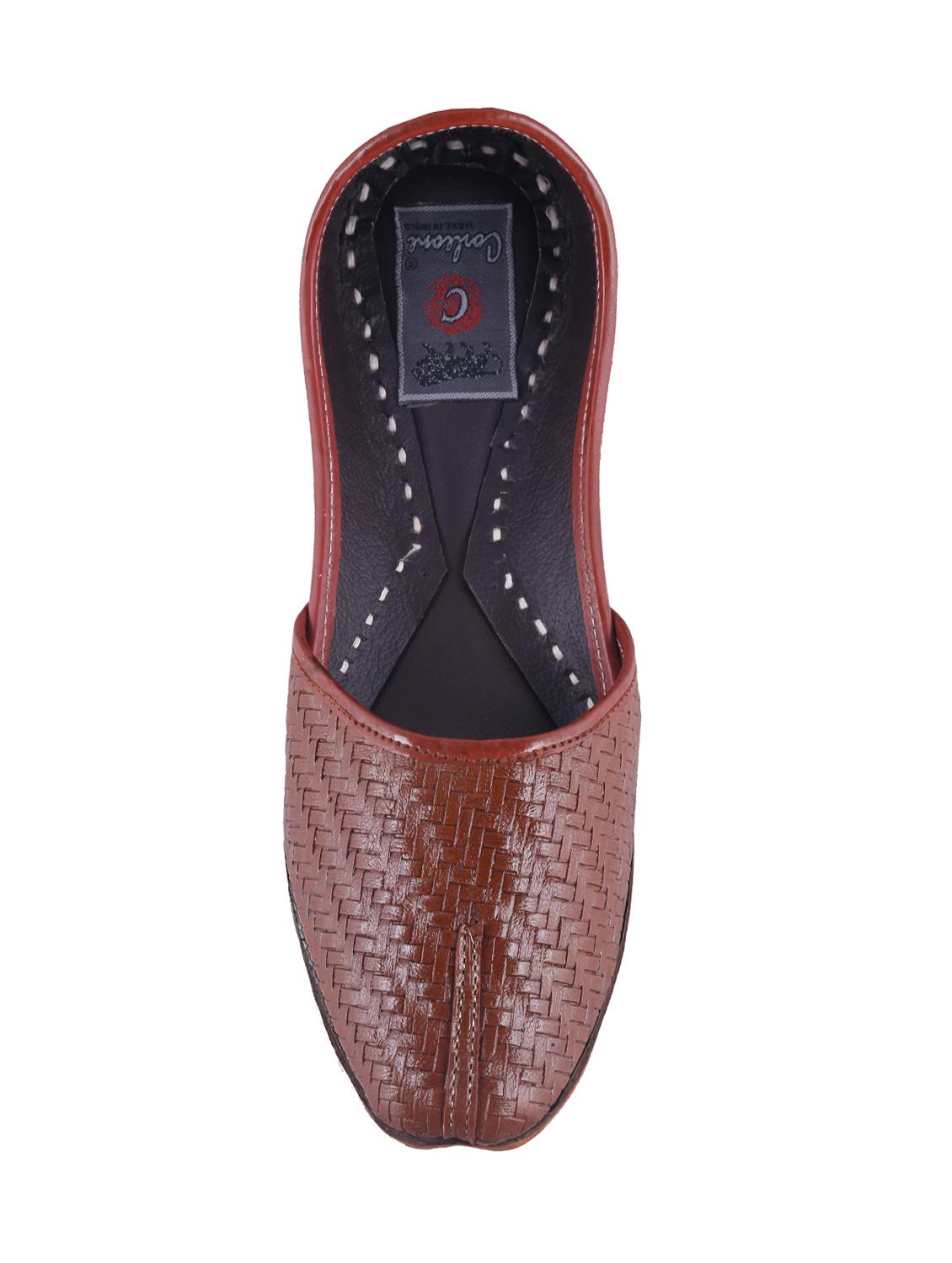 tan leather slip on jutis - 16169422 - Zoom Image - 4