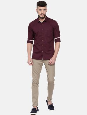 maroon solid casual shirt - 16169525 - Standard Image - 4