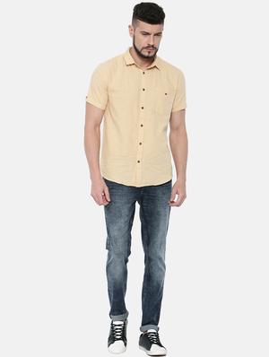 beige solid casual shirt - 16169529 - Standard Image - 4