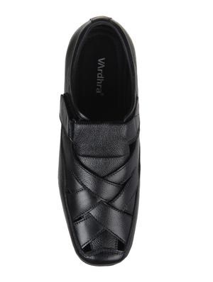black leather back strap sandals - 16170739 - Standard Image - 4
