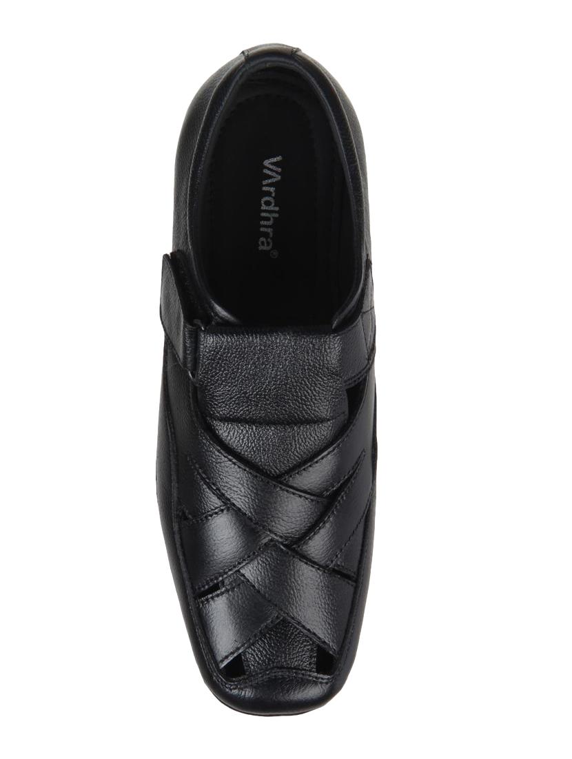 black leather back strap sandals - 16170739 - Zoom Image - 4