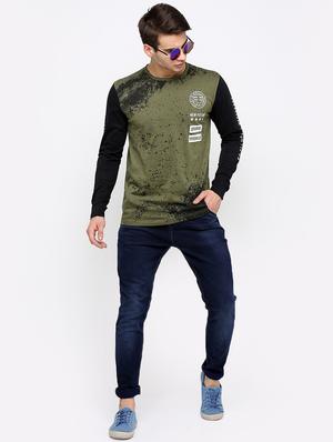 olive green front print t-shirt - 16171066 - Standard Image - 4