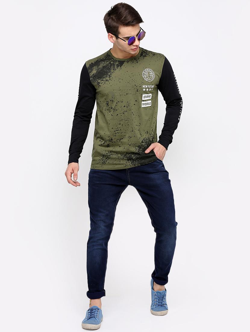 olive green front print t-shirt - 16171066 - Zoom Image - 4