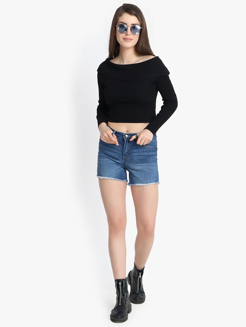 frayed he, high rise denim shorts - 16172721 - Zoom Image - 4