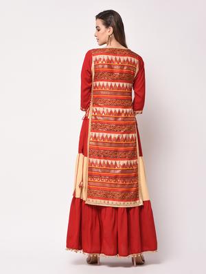 geometrical printed layered kurta - 16172930 - Standard Image - 4