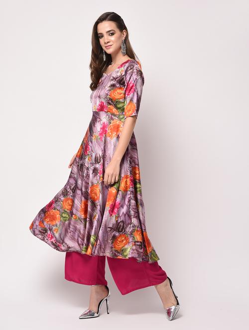 digital floral printed flared kurta - 16172933 - Standard Image - 1