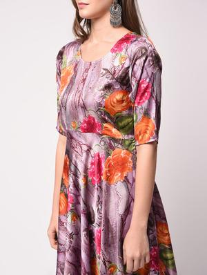 digital floral printed flared kurta - 16172933 - Standard Image - 4