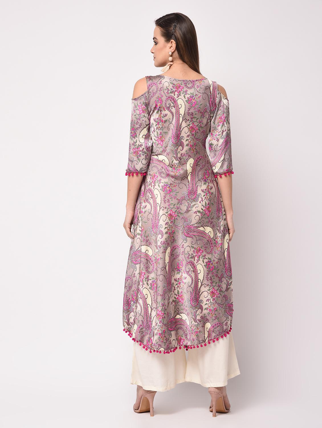 paisley printed flared kurta - 16172935 - Zoom Image - 4
