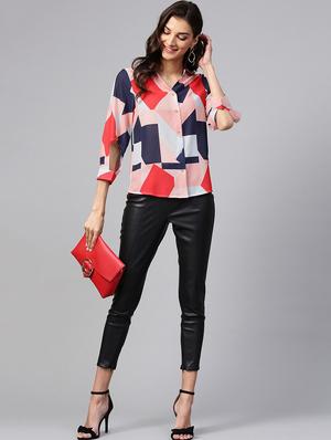 back pleat geometric shirt - 16173103 - Standard Image - 4