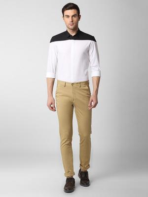 beige solid chinos - 16174366 - Standard Image - 4