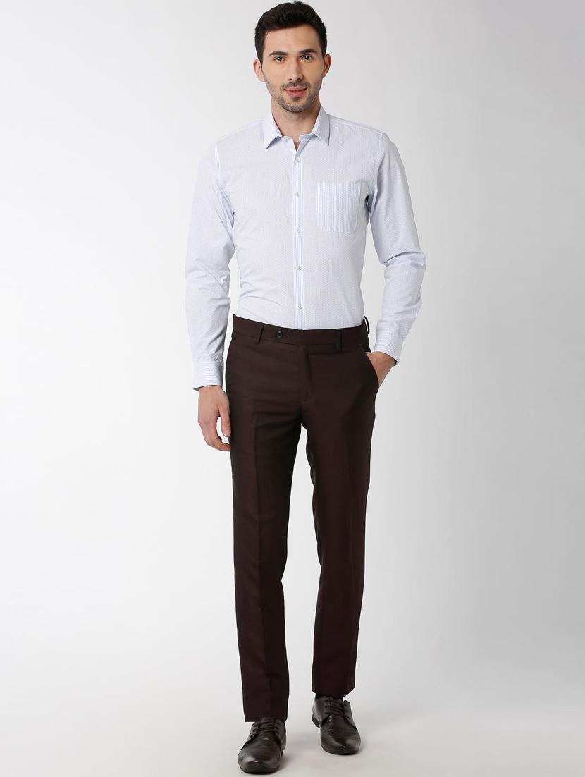 maroon polyester blend flat front formal trouser - 16174460 - Zoom Image - 4