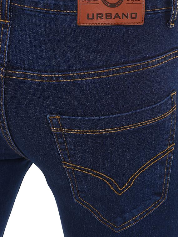 dark blue cotton blend plain jeans - 16174732 - Zoom Image - 4