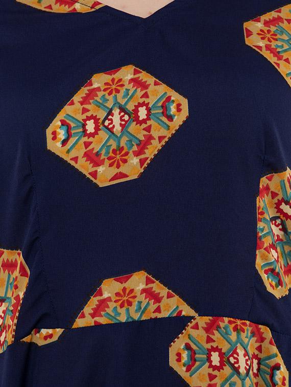 v neck printed asymmetric dress - 16180192 - Zoom Image - 4