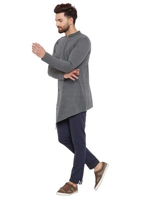 grey solid asymmetric kurta - 16184113 - Standard Image - 4