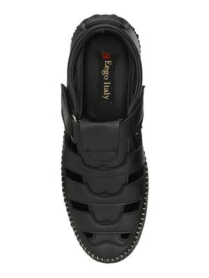 black leatherette back strap sandals - 16185358 - Standard Image - 4