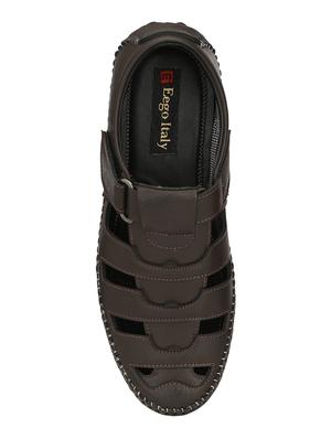 brown leatherette back strap sandals - 16185359 - Standard Image - 4