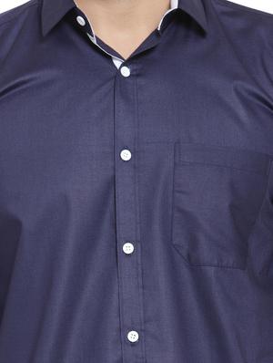 navy blue solid casual shirt - 16185704 - Standard Image - 4