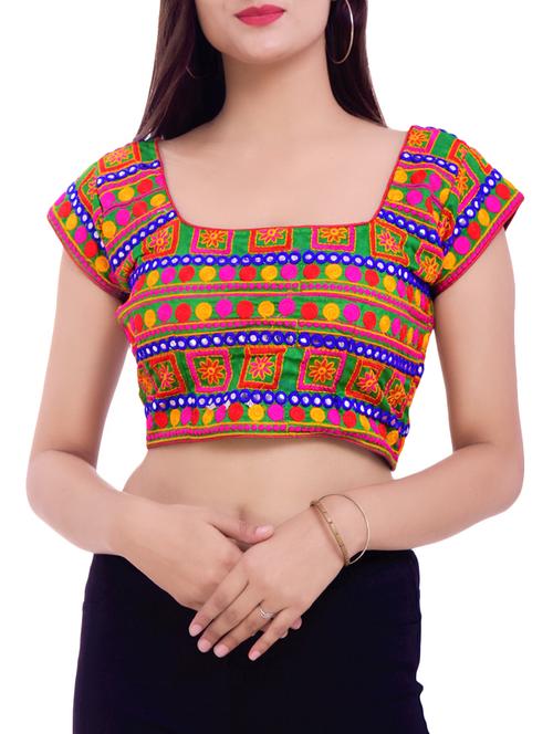 multi colored silk embroidered blouse - 16186781 - Standard Image - 1