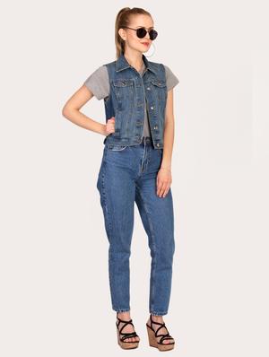 sleeveless button up denim jacket - 16187391 - Standard Image - 4