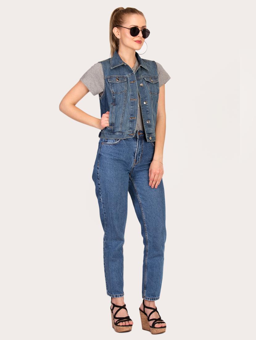 sleeveless button up denim jacket - 16187391 - Zoom Image - 4