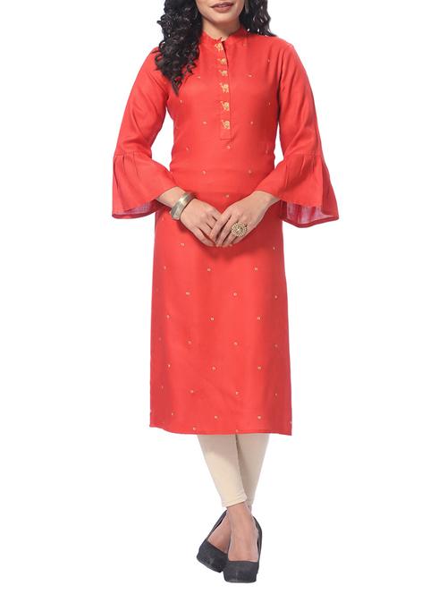 Bell sleeved sequined straight kurta - 16187870 - Very Small Image - 1